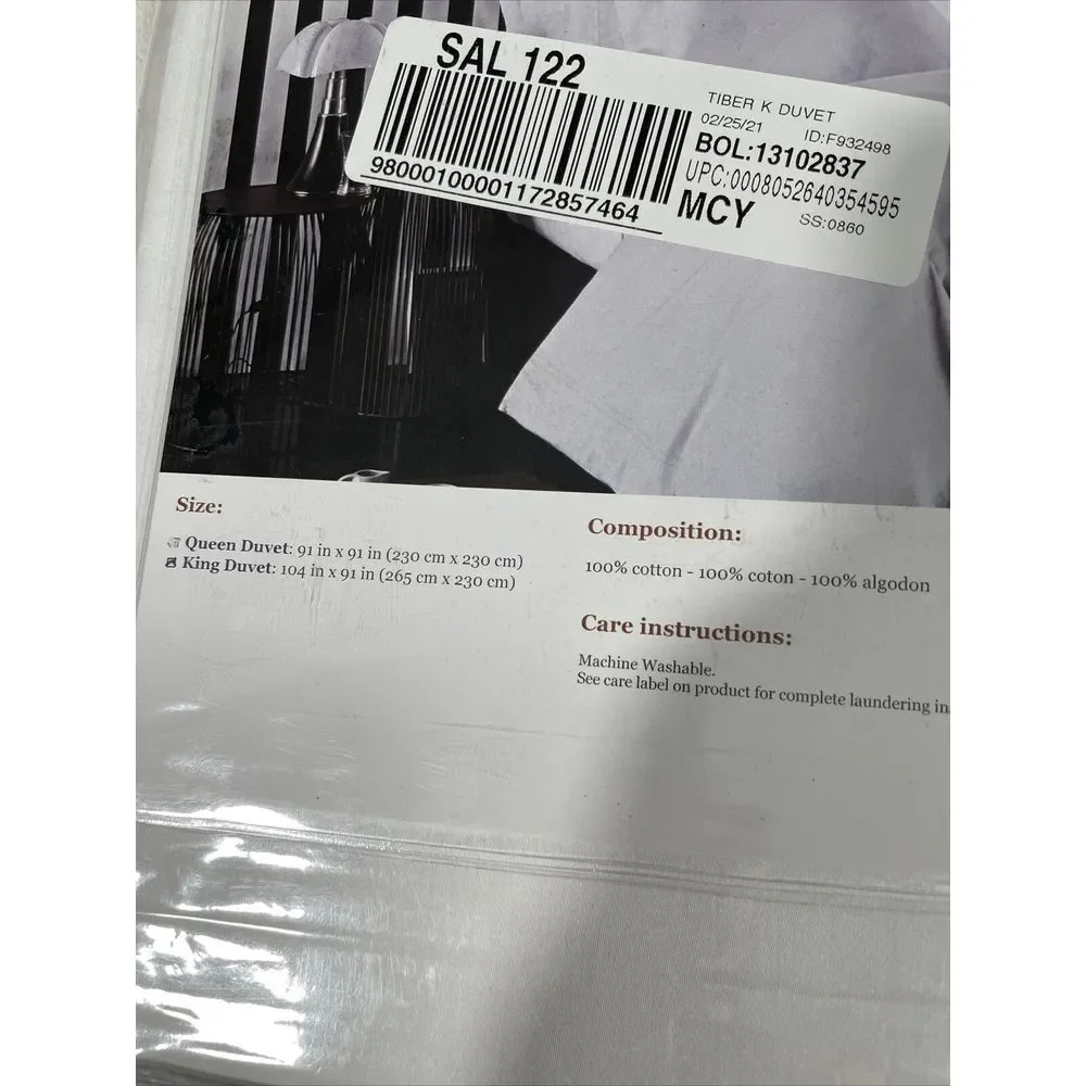 NIB $629 Frette at Home Tiber King Duvet Cover in white [ KING ] #D218‎